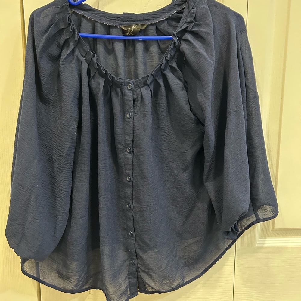 H&M Navy Blue Business Casual Top size 8